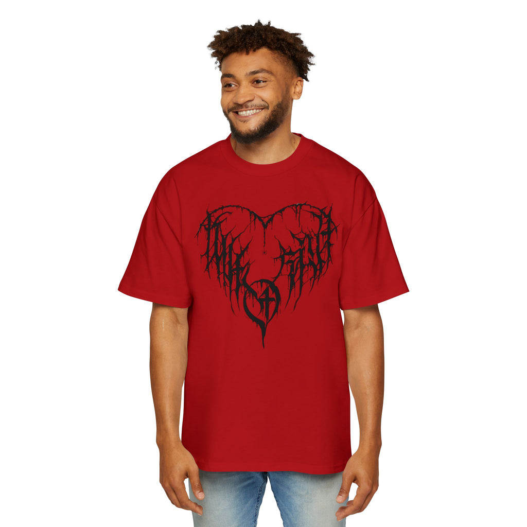 Gothic Heart Graphic Tee — Men’s Oversized Black Metal Heart T-Shirt