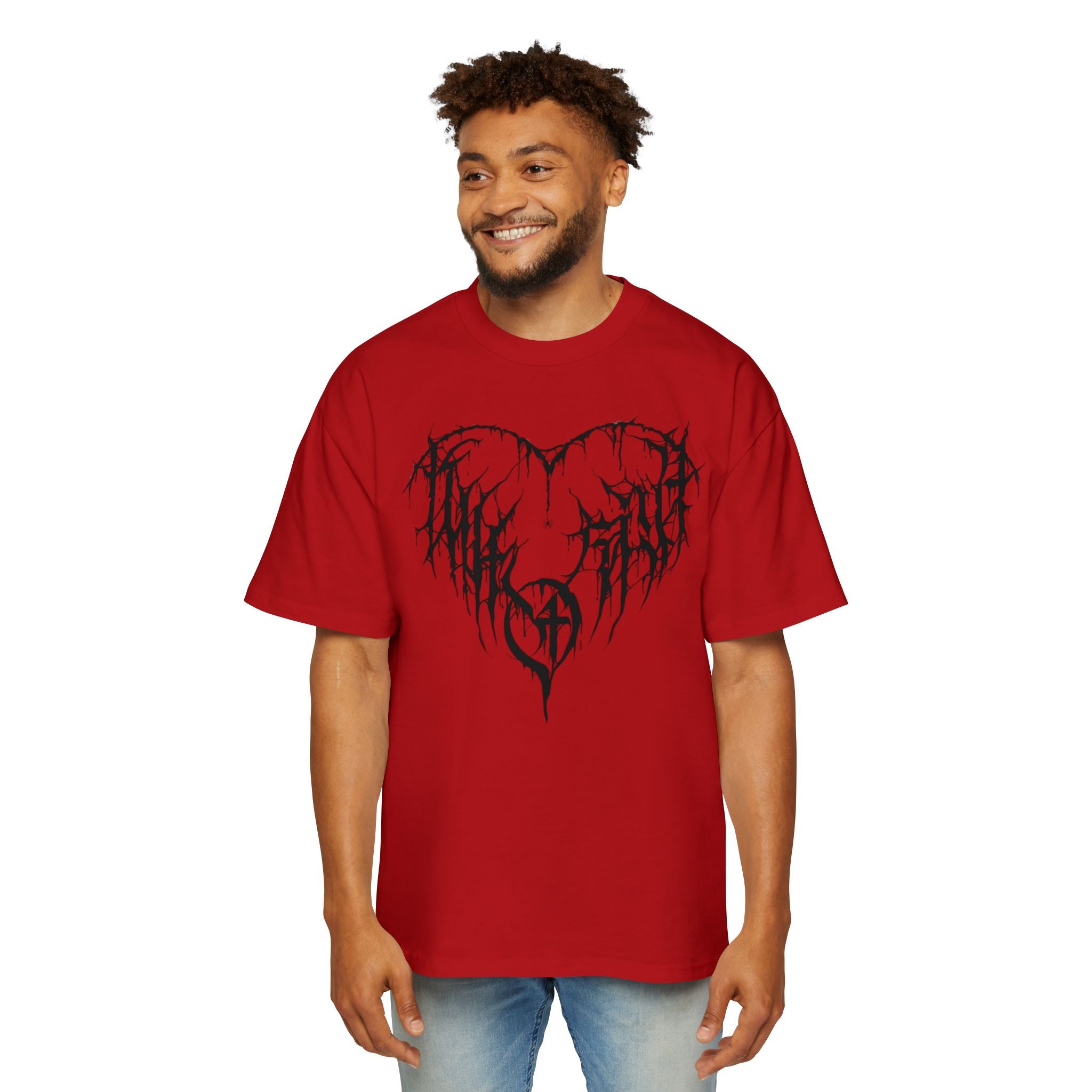 Gothic Heart Graphic Tee — Men’s Oversized Black Metal Heart T-Shirt
