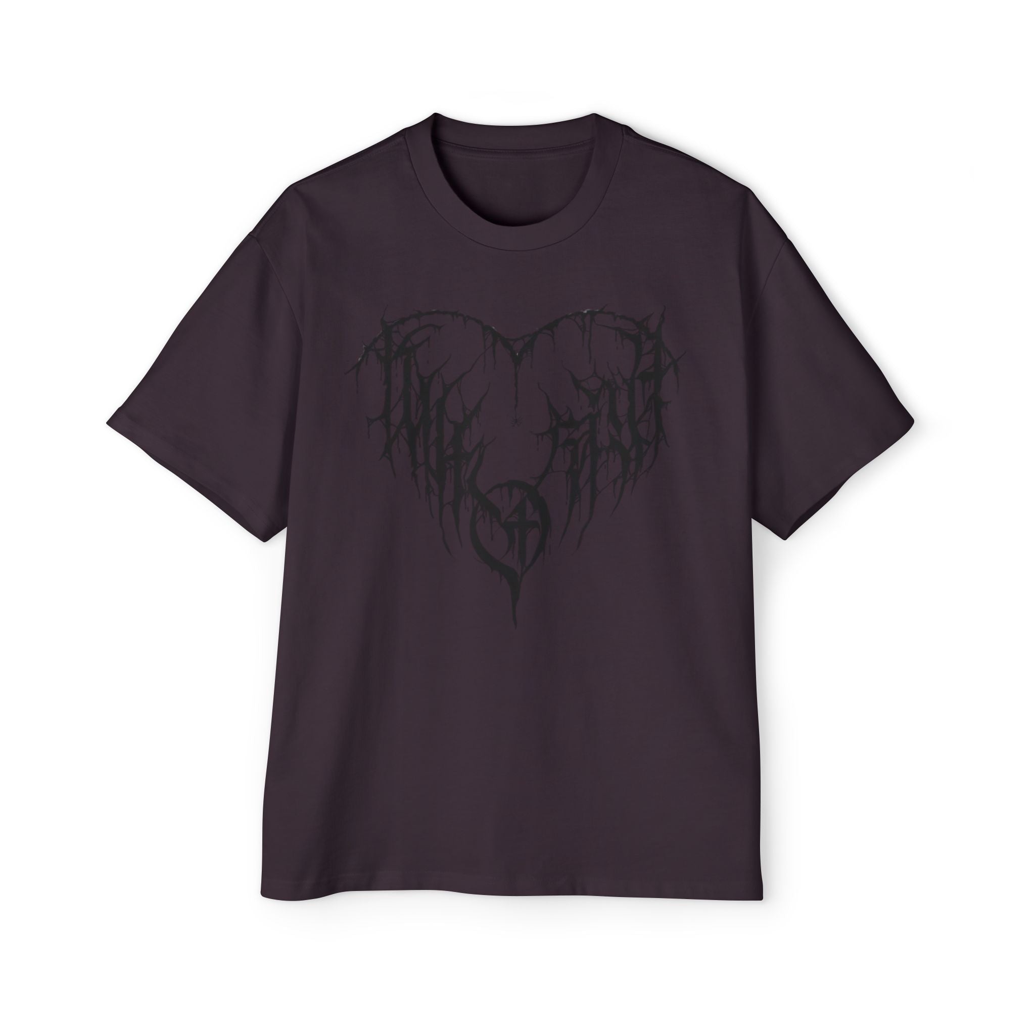Gothic Heart Graphic Tee — Men’s Oversized Black Metal Heart T-Shirt