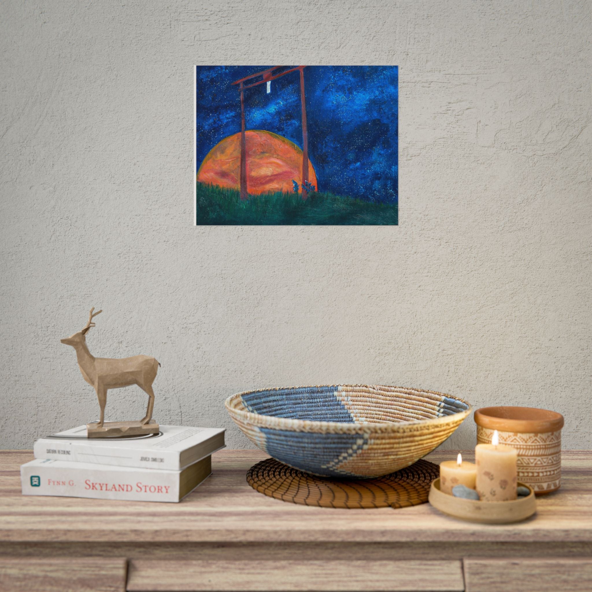 Shinto Shrine Starry Night Art Print
