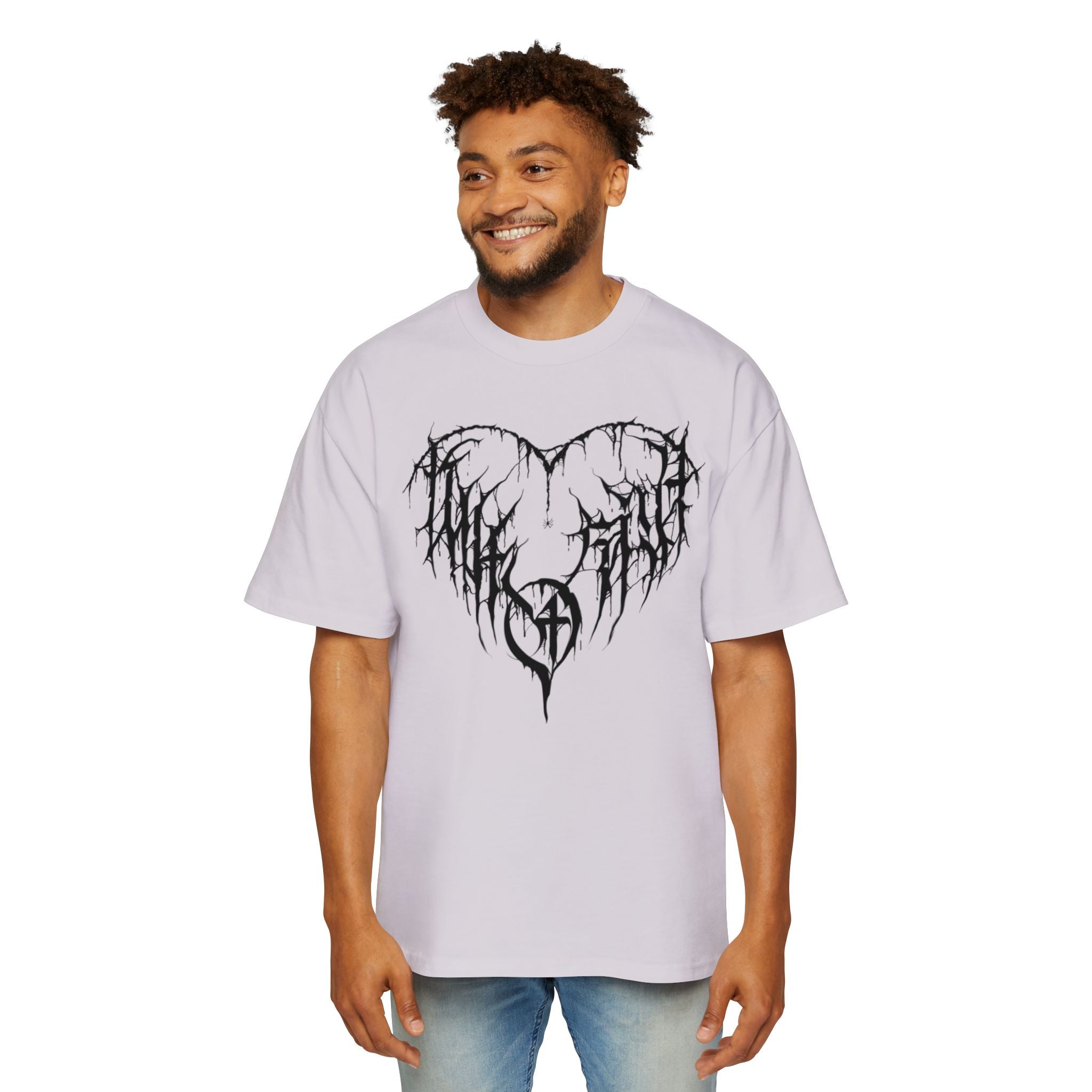 Gothic Heart Graphic Tee — Men’s Oversized Black Metal Heart T-Shirt