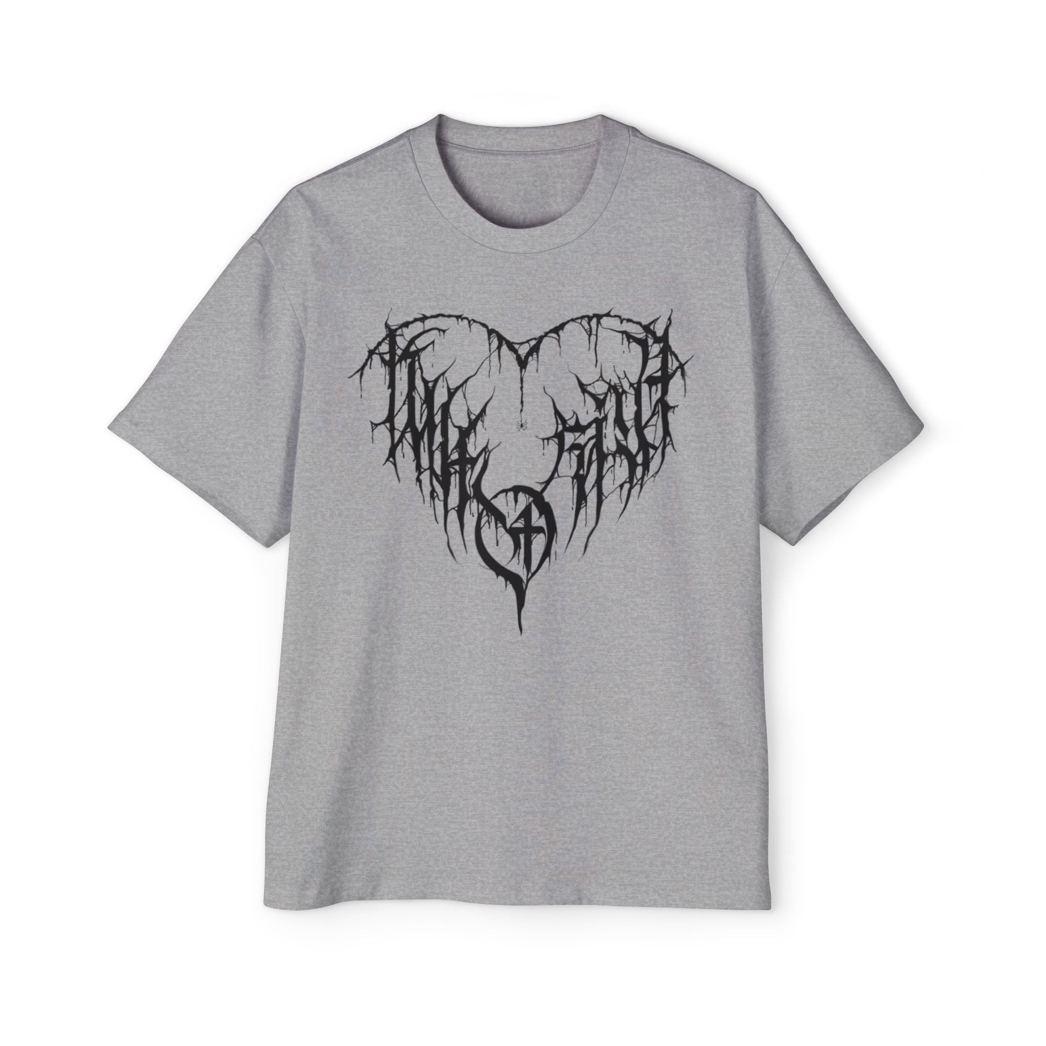 Gothic Heart Graphic Tee — Men’s Oversized Black Metal Heart T-Shirt
