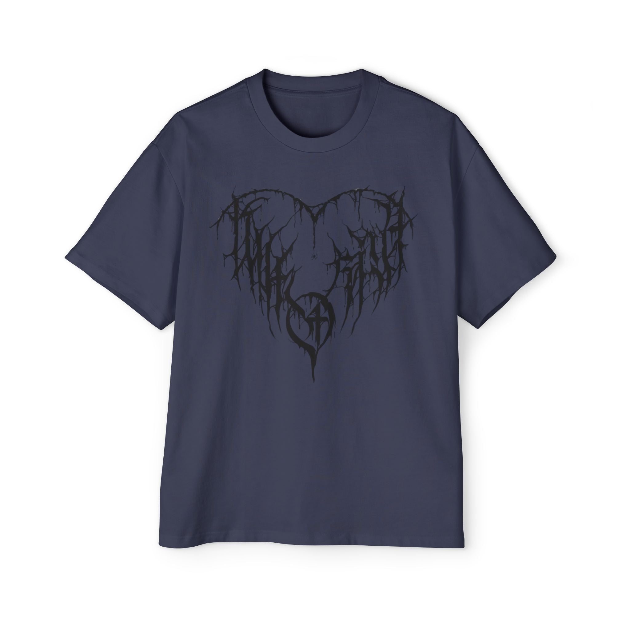 Gothic Heart Graphic Tee — Men’s Oversized Black Metal Heart T-Shirt
