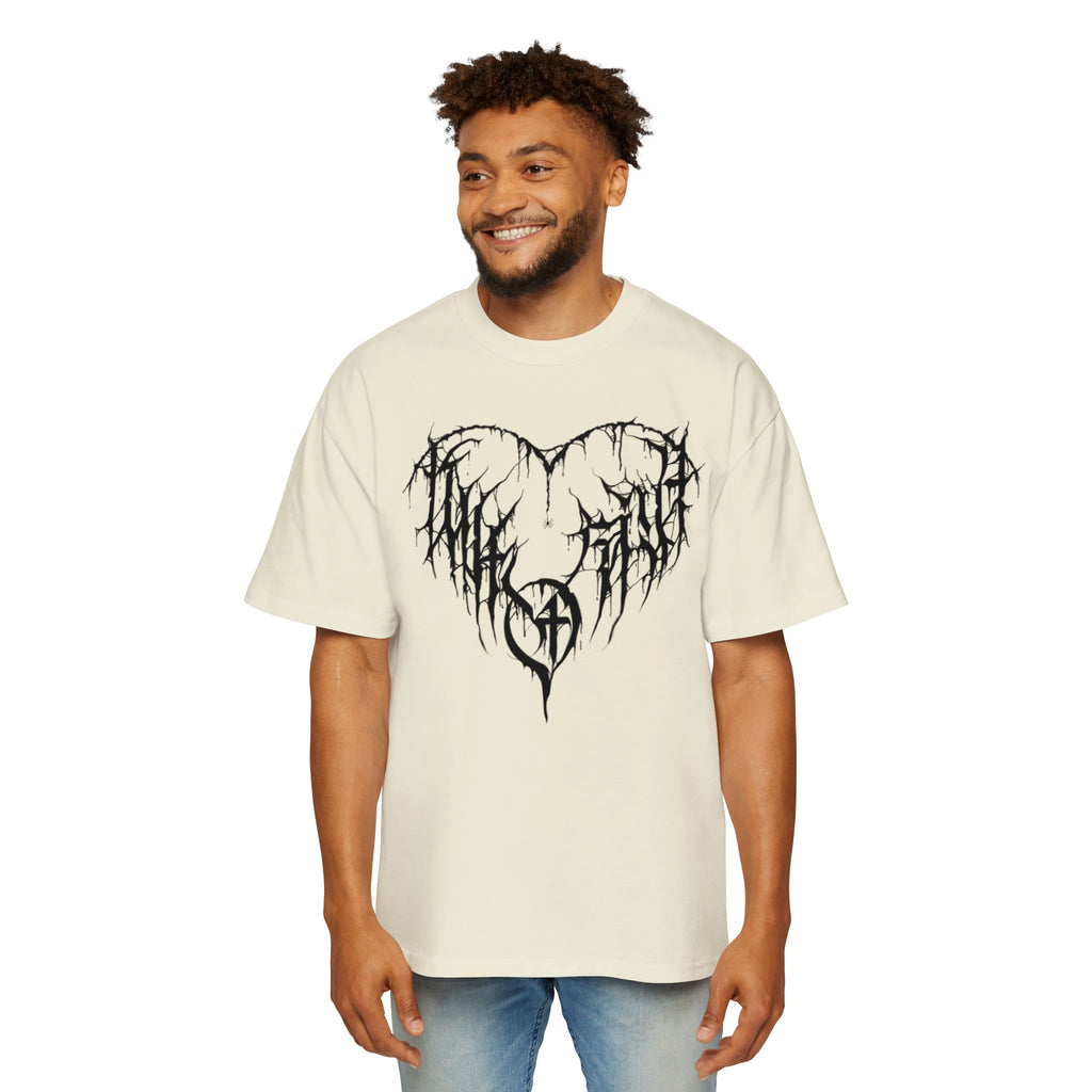 Gothic Heart Graphic Tee — Men’s Oversized Black Metal Heart T-Shirt
