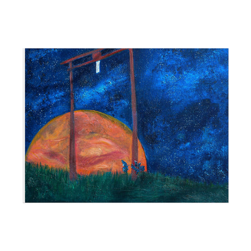 Shinto Shrine Starry Night Art Print