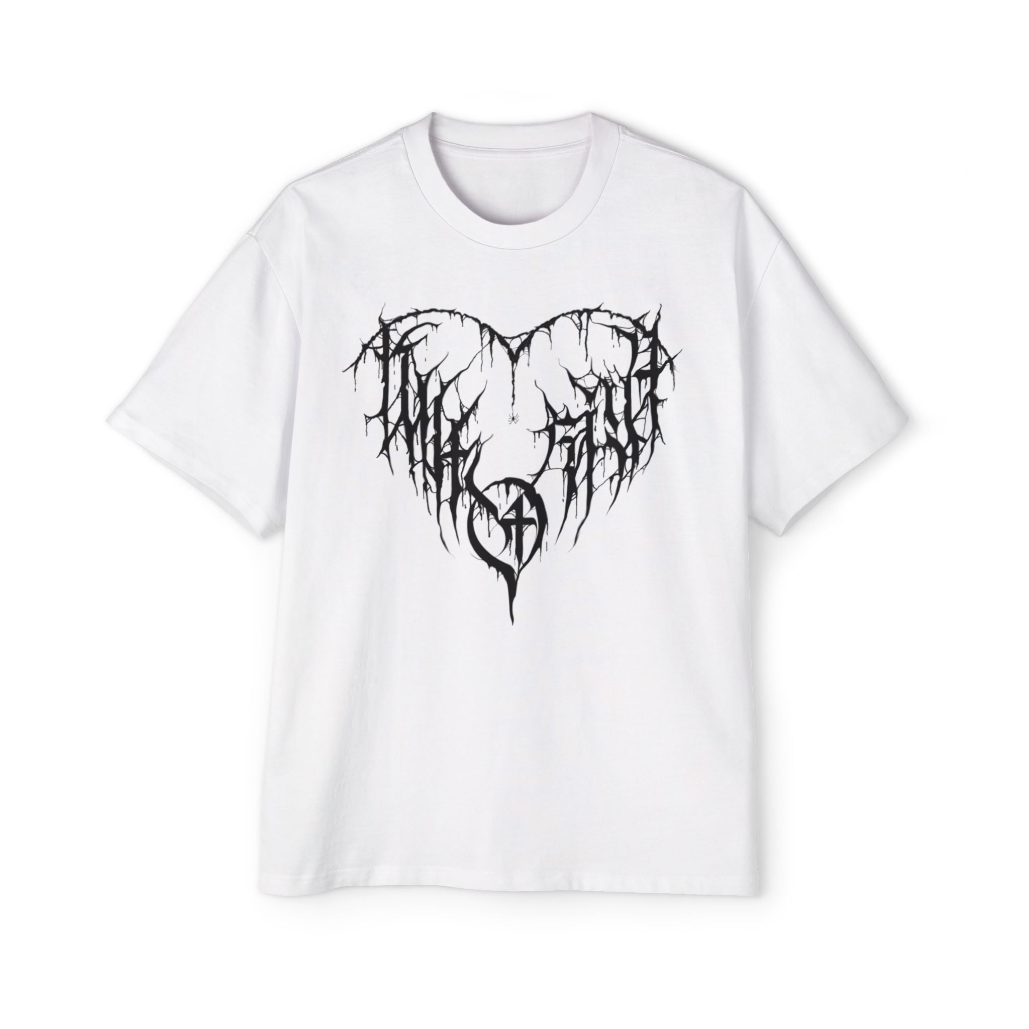Gothic Heart Graphic Tee — Men’s Oversized Black Metal Heart T-Shirt