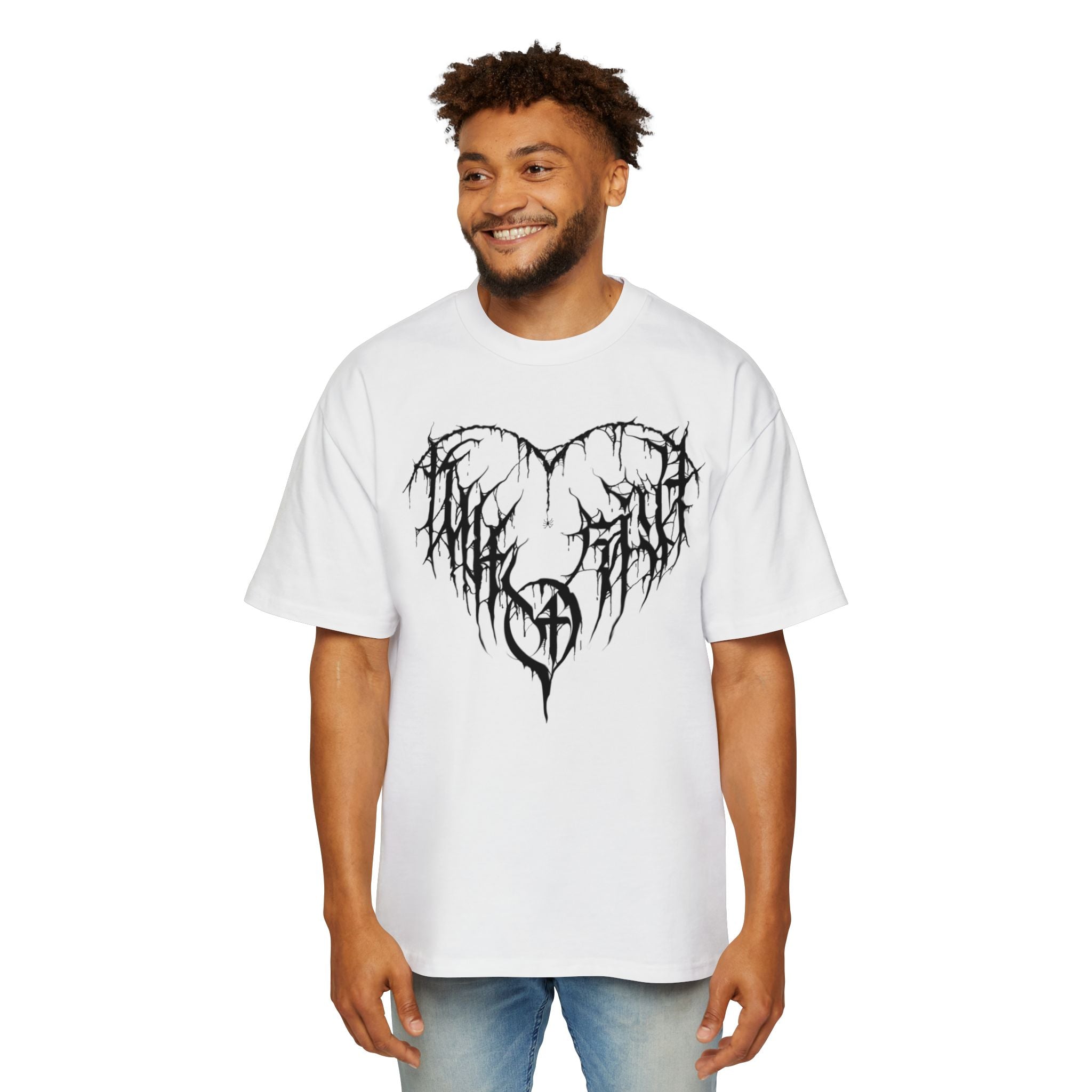 Gothic Heart Graphic Tee — Men’s Oversized Black Metal Heart T-Shirt