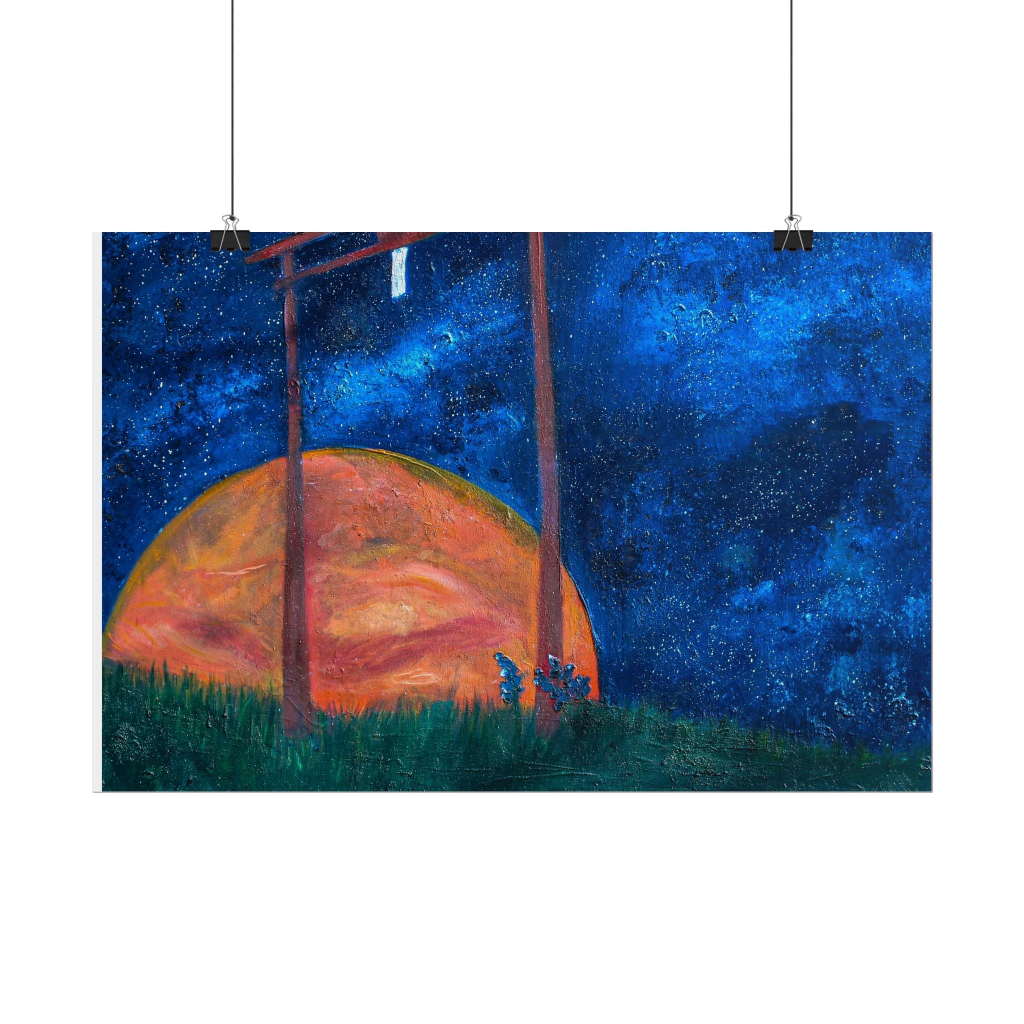 Shinto Shrine Starry Night Art Print