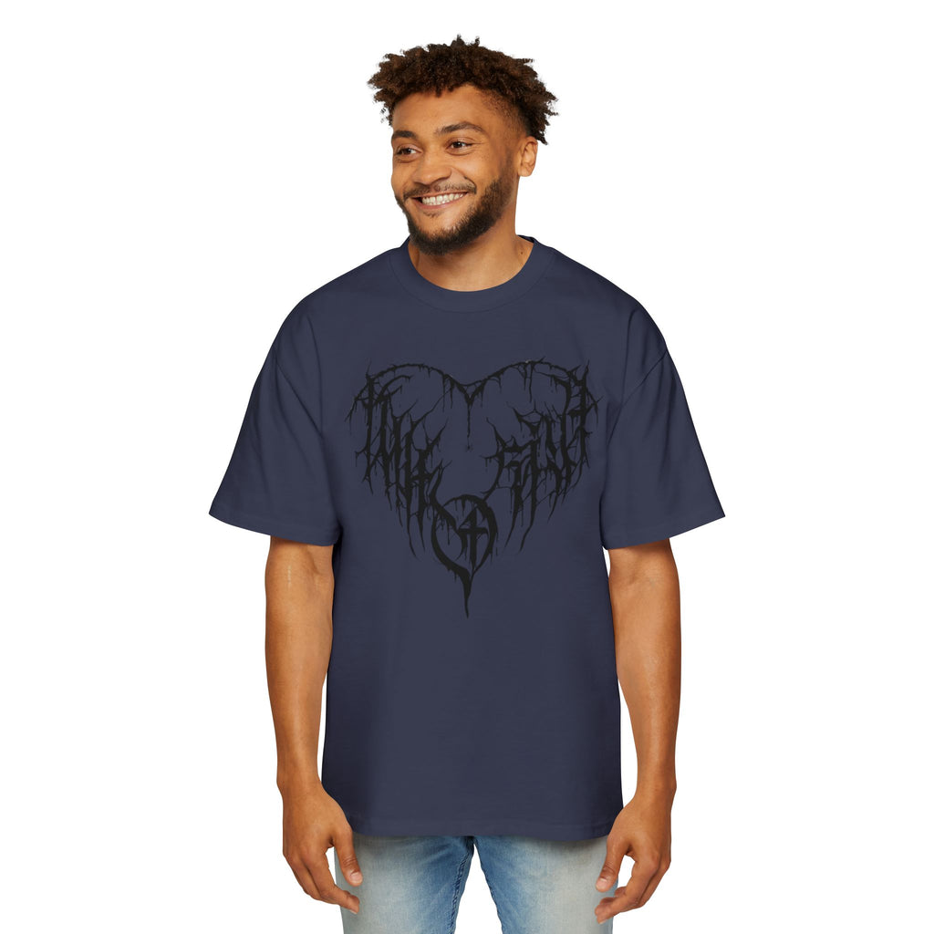 Gothic Heart Graphic Tee — Men’s Oversized Black Metal Heart T-Shirt