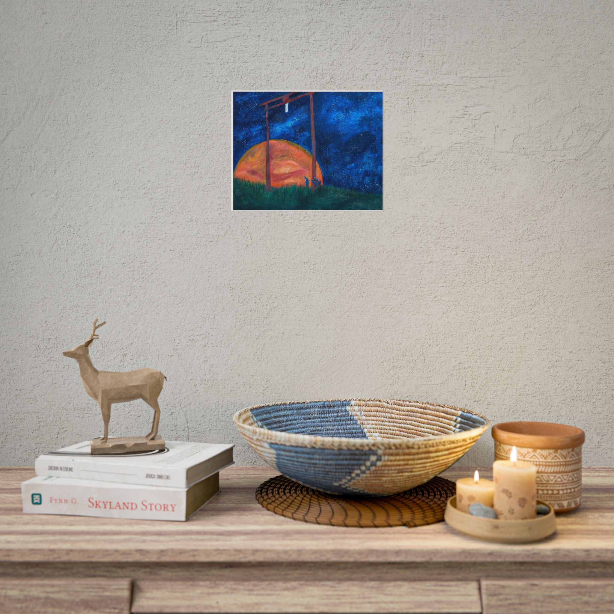 Shinto Shrine Starry Night Art Print