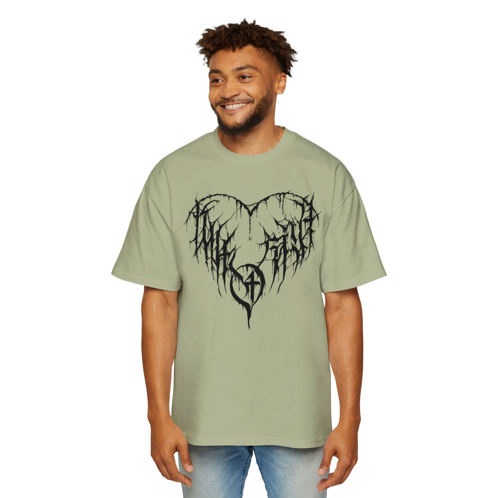 Gothic Heart Graphic Tee — Men’s Oversized Black Metal Heart T-Shirt