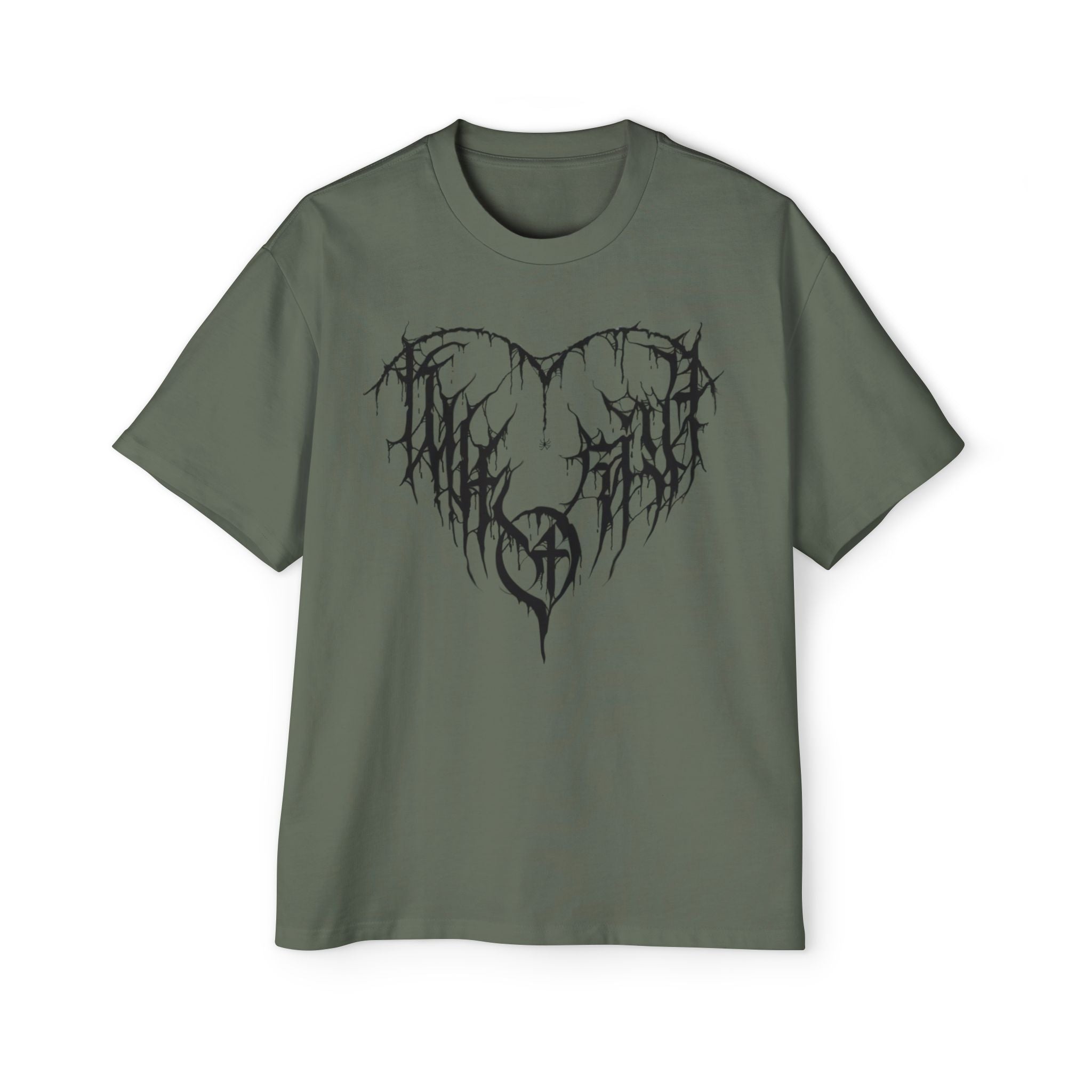Gothic Heart Graphic Tee — Men’s Oversized Black Metal Heart T-Shirt