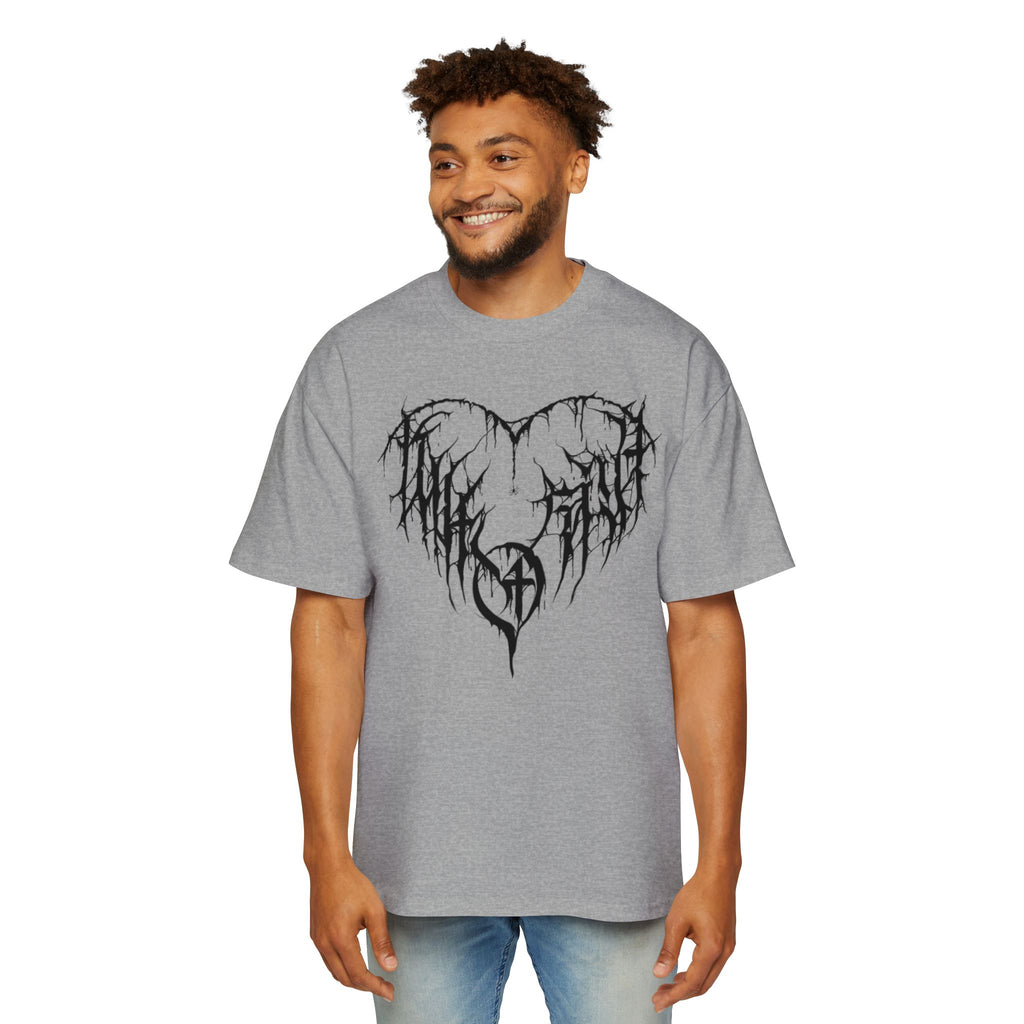 Gothic Heart Graphic Tee — Men’s Oversized Black Metal Heart T-Shirt