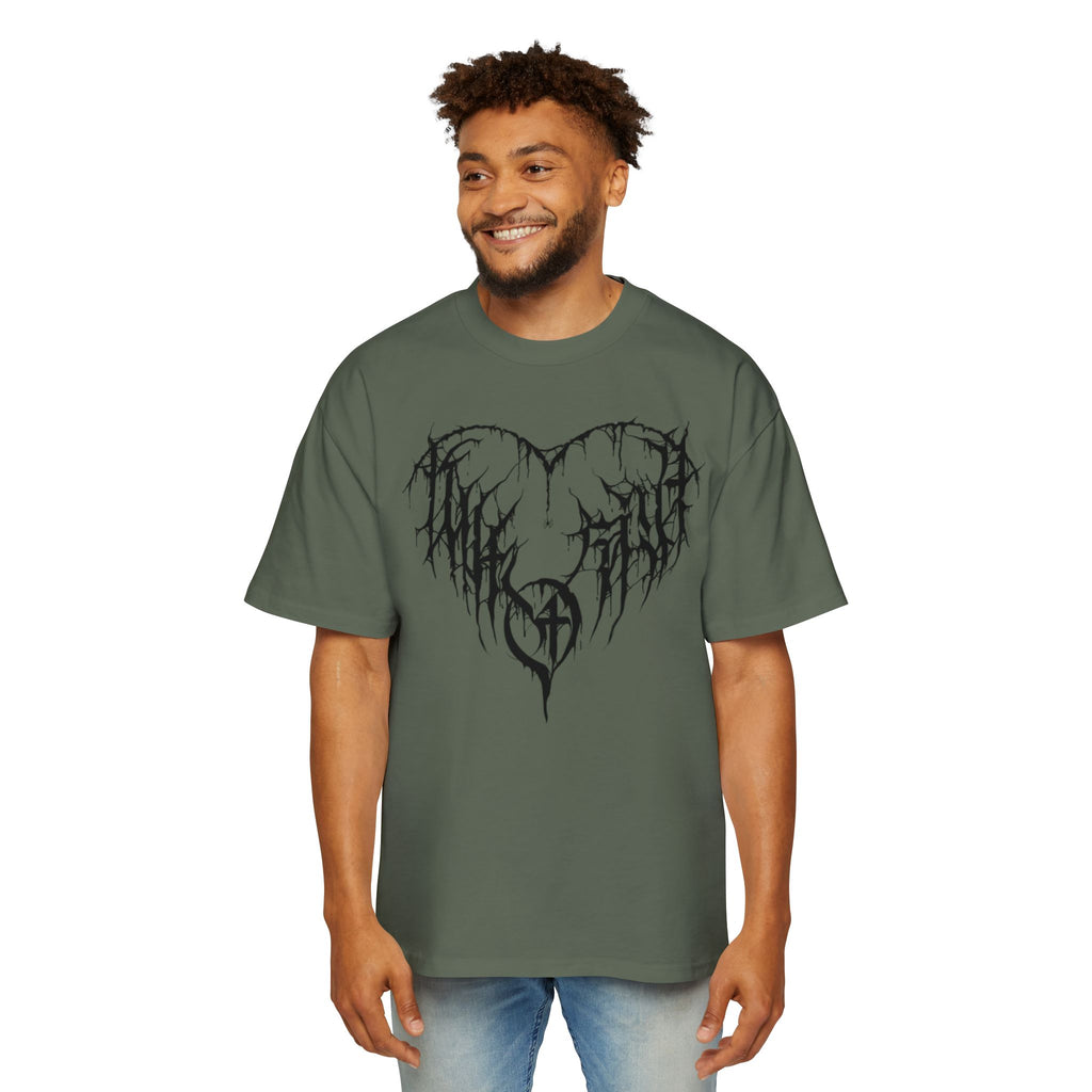 Gothic Heart Graphic Tee — Men’s Oversized Black Metal Heart T-Shirt