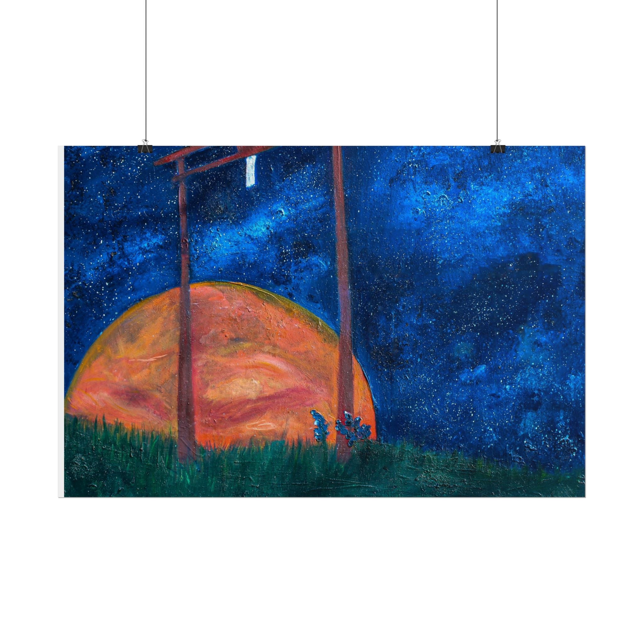 Shinto Shrine Starry Night Art Print